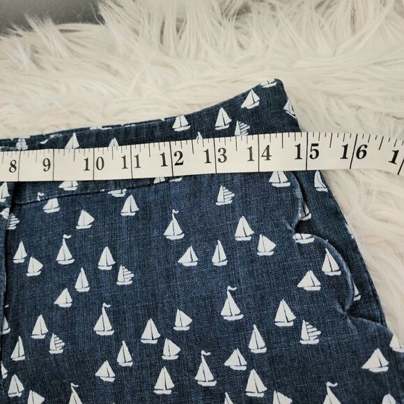 J Crew black label shorts women's size 00 sailboat pattern blue - Picture 6 of 6